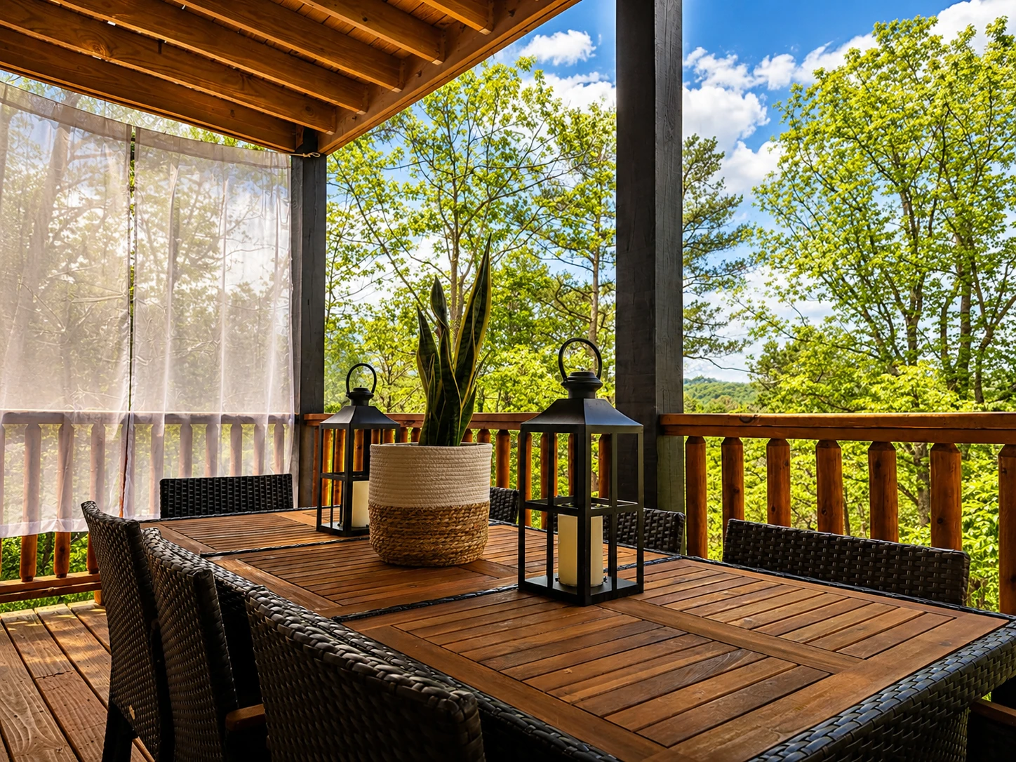 Covered outdoor dining deck